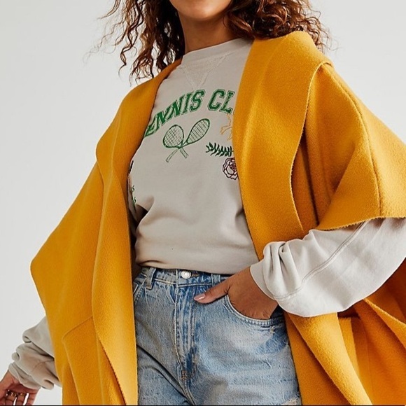 Free People Over and Out Graphic Vintage looking Pullover Tennis Sweatshirt NWOT - Picture 12 of 15